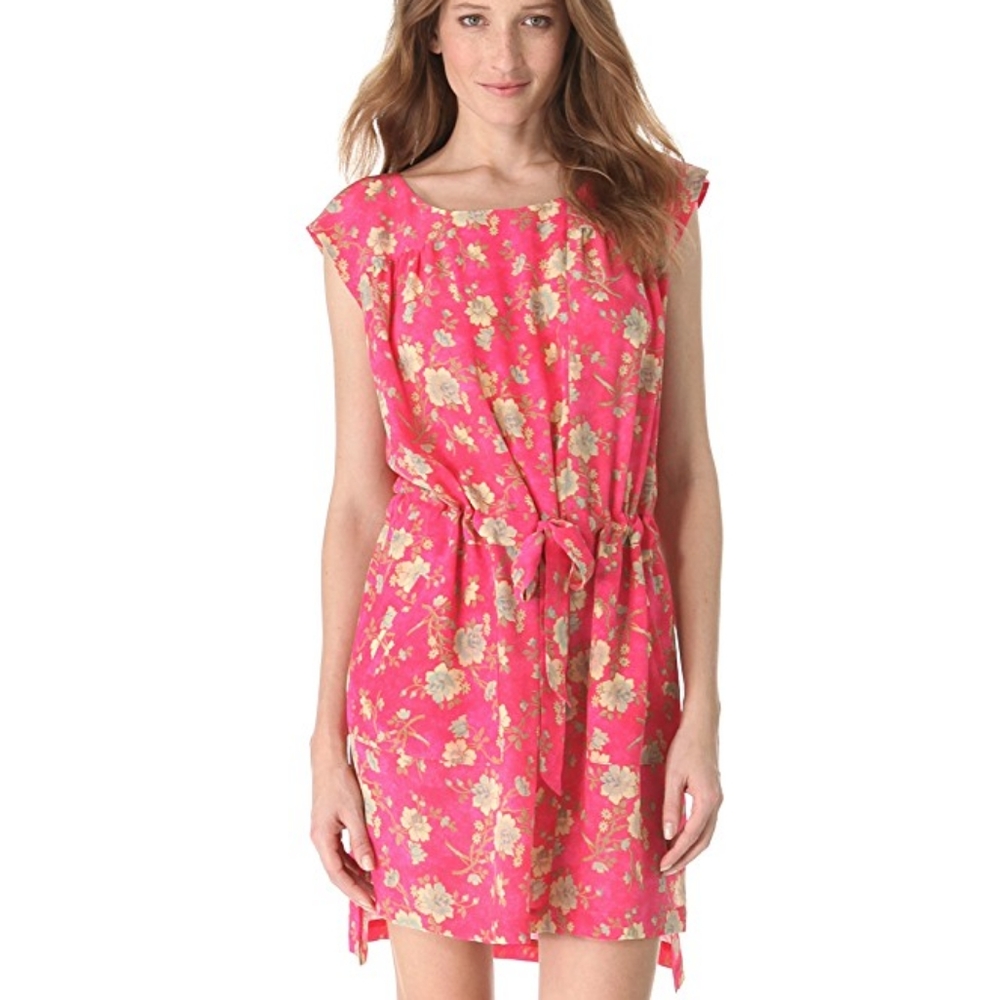 Suno floral drawstring boxy dress